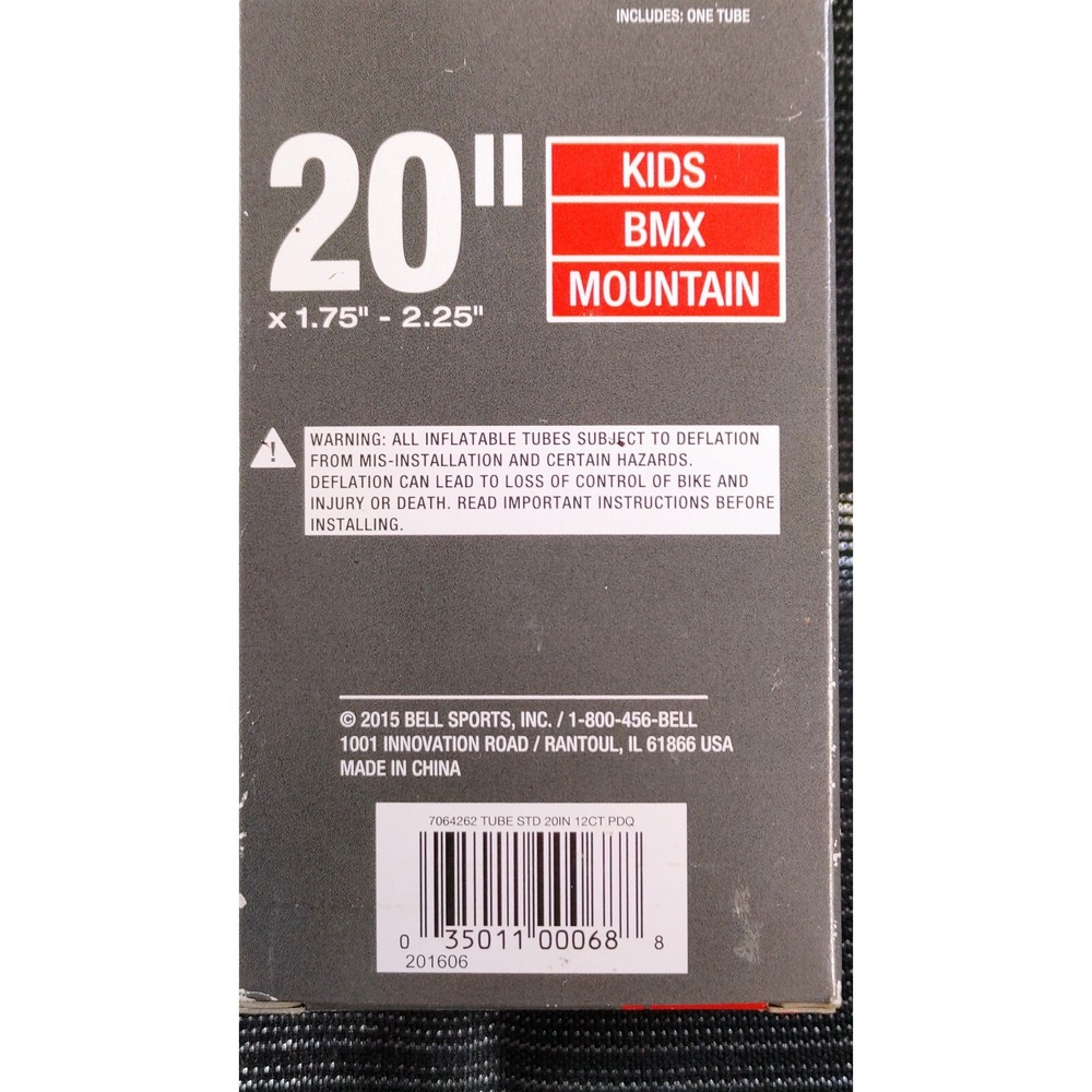 Bell Bike Bicycle 20" Inner Tube Tires 1.75"-2.25" Replacement Standard Valve - Picture 3 of 5
